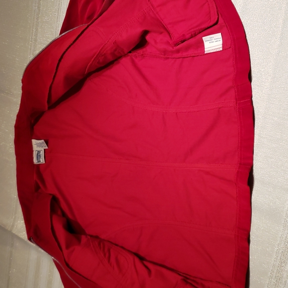 Vintage Essentials NEW Blazer Jacket Top Cotton Velour Front Zip RED Womens NWOT - Picture 5 of 15
